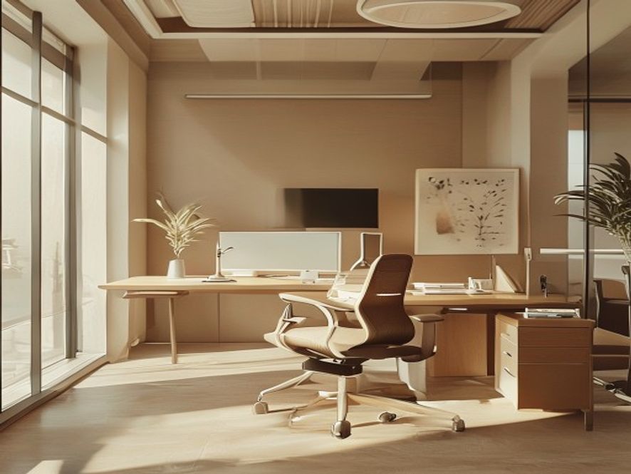 Någon granskar en arbetsplats med fokus på ergonomi